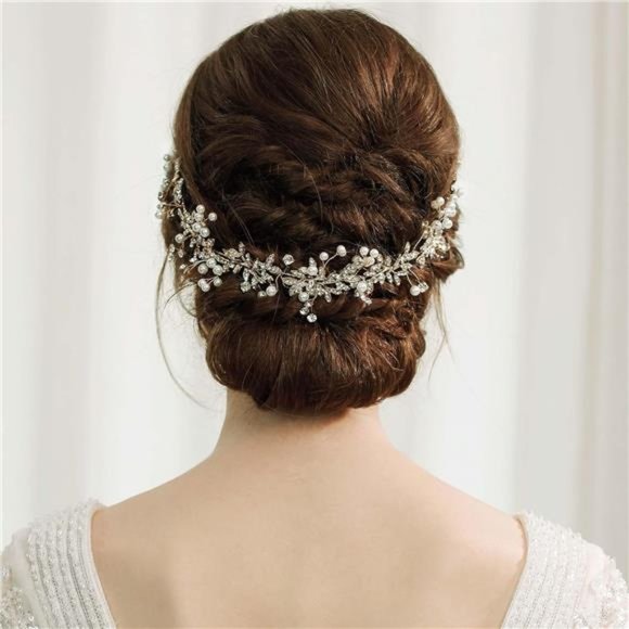 Bridal Headpiece Handmade Wedding Hair Vine Crystal Floral Leaf Headband - Picture 6 of 6
